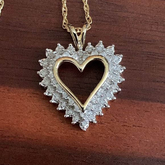 NWT HN signed 14K Gold Plated 925 Silver Diamond Necklace - Picture 2 of 7